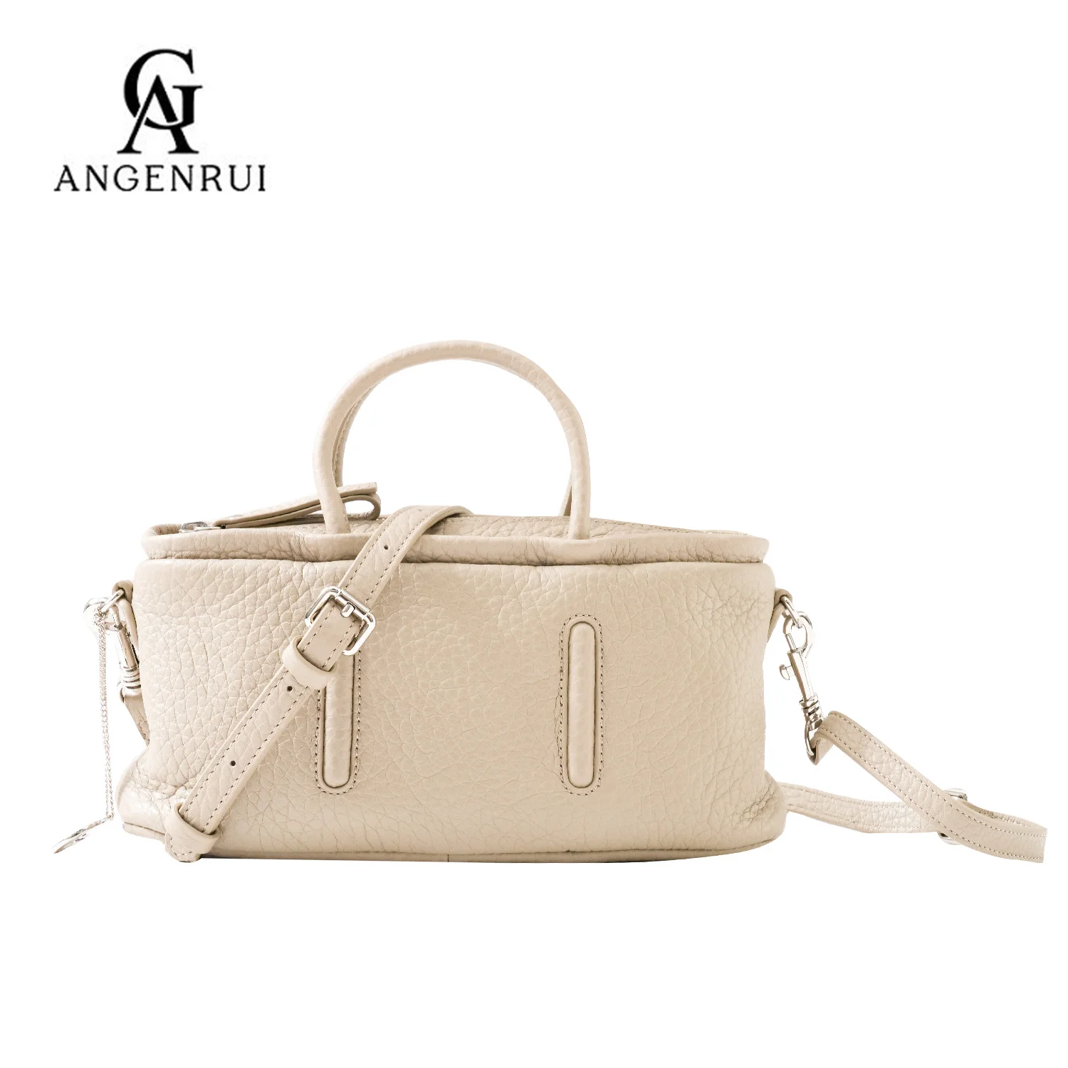 

ANGENGRUI New Genuine Leather Women's Bag Fashionable and Unique Design Shoulder First Layer Cowhide Pumpkin Shape Handbag