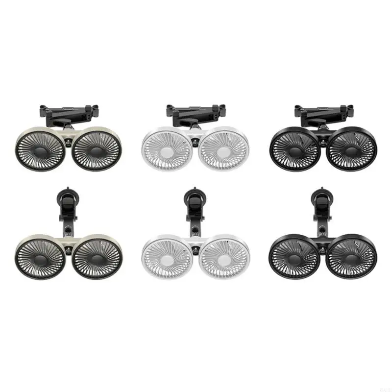 2025 New Car Backseat Cooling Fan With 2 Independent Heads And Universal Suction Cup Base