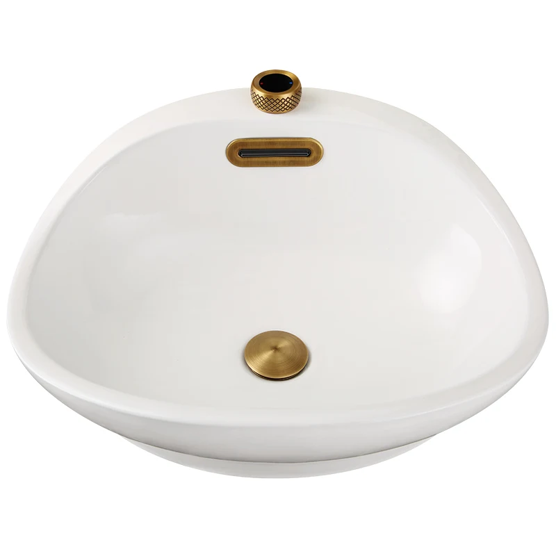 

Retro ceramic washbasin, waterfall faucet integrated set, bathroom, light luxury washbasin, countertop basin