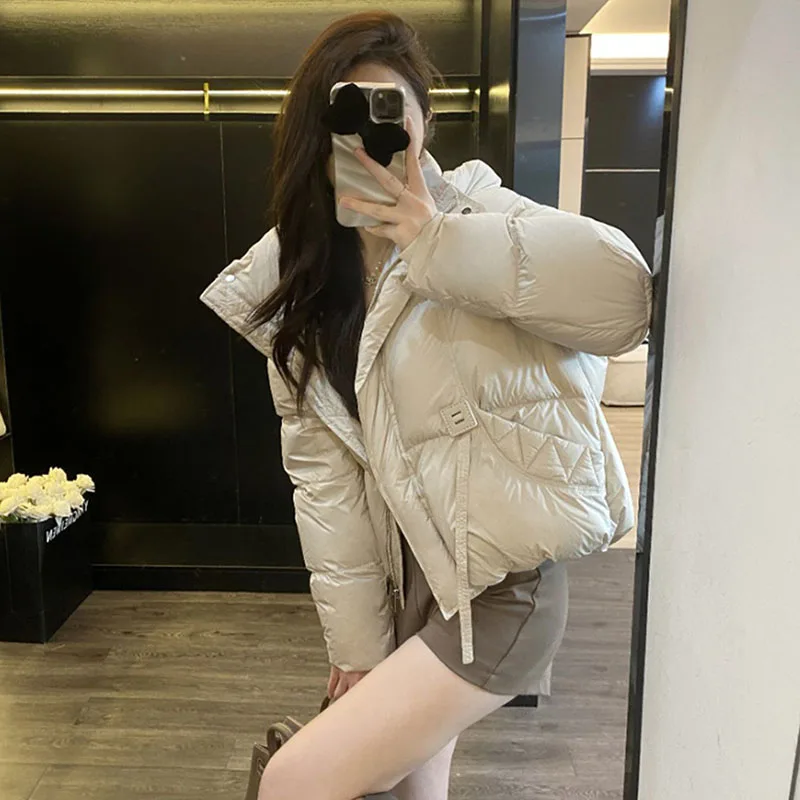 オーバーコート 2025 新冬 暖かいフード付き レディース ダウンジャケット ゆったり 厚手 ファッション 韓国版 ホワイトダックダウン レディース ダウンジャケット H688