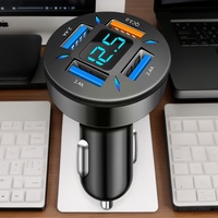 66W 4 Ports USB Car Charger with PD Fast Charge QC3.0 Type C for Smartphone Cigarette Lighter Socket Adapter