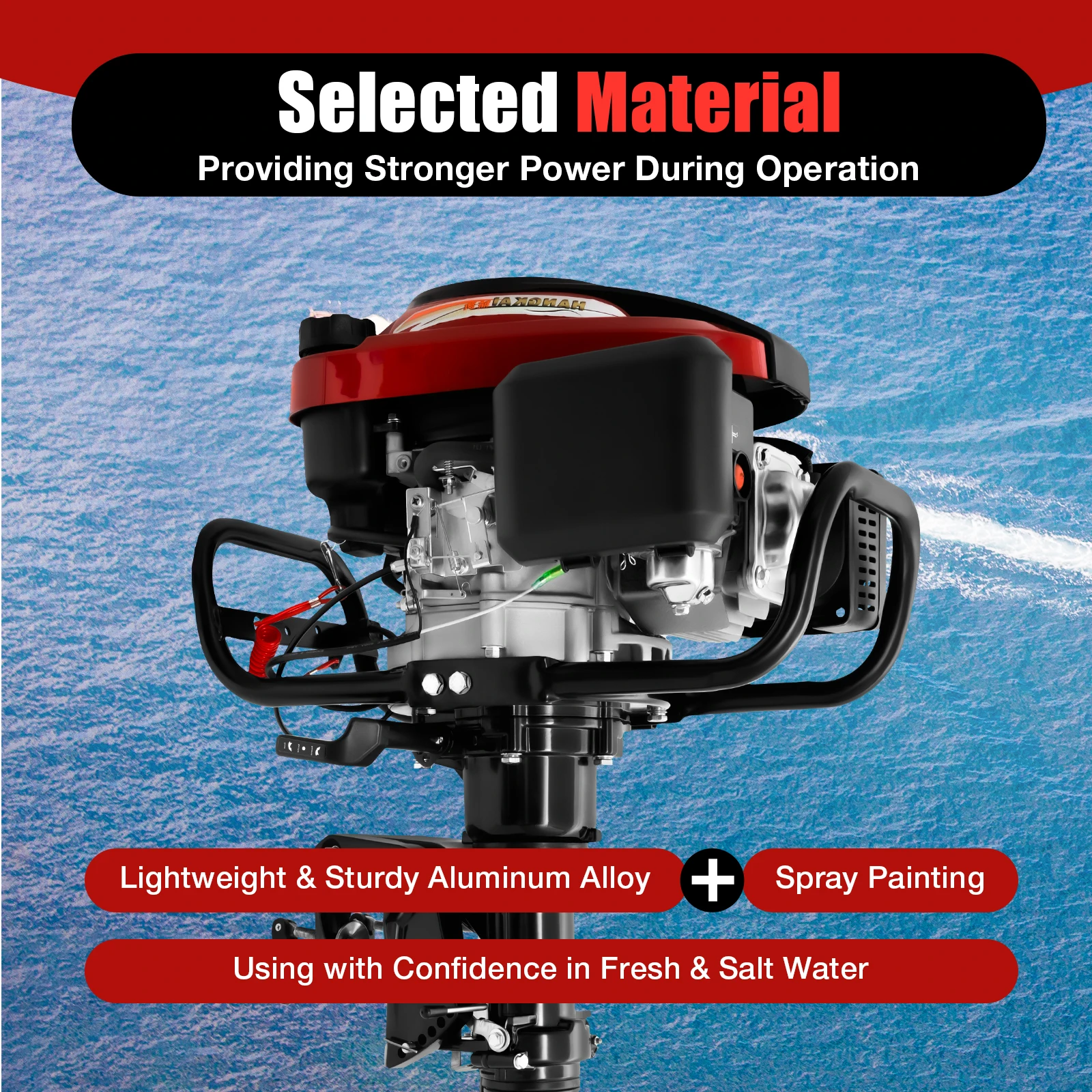 

4-Stroke Outboard Motor Outboard Boat Motor Engine with Air Cooling System Manual Start Heavy Duty Fishing Boat Motor Engine