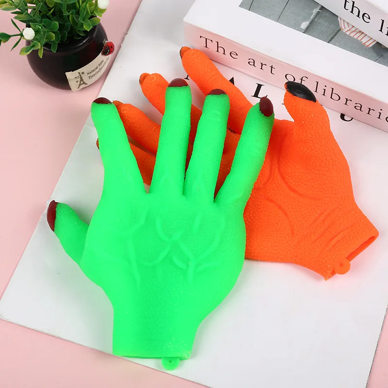 Creative Halloween Wacky Monster Soft Rubber Gloves Funny Adult Kids Prank Devil Stretchable Gloves Holiday Party Dress Up Props