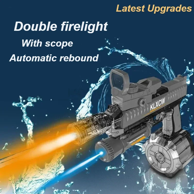 

Fully Automatic Burst Water Gun Toy Dual lights With Scope Electric Glock Shooting Water Pistol Beach Pool Toys for Adult Gifts