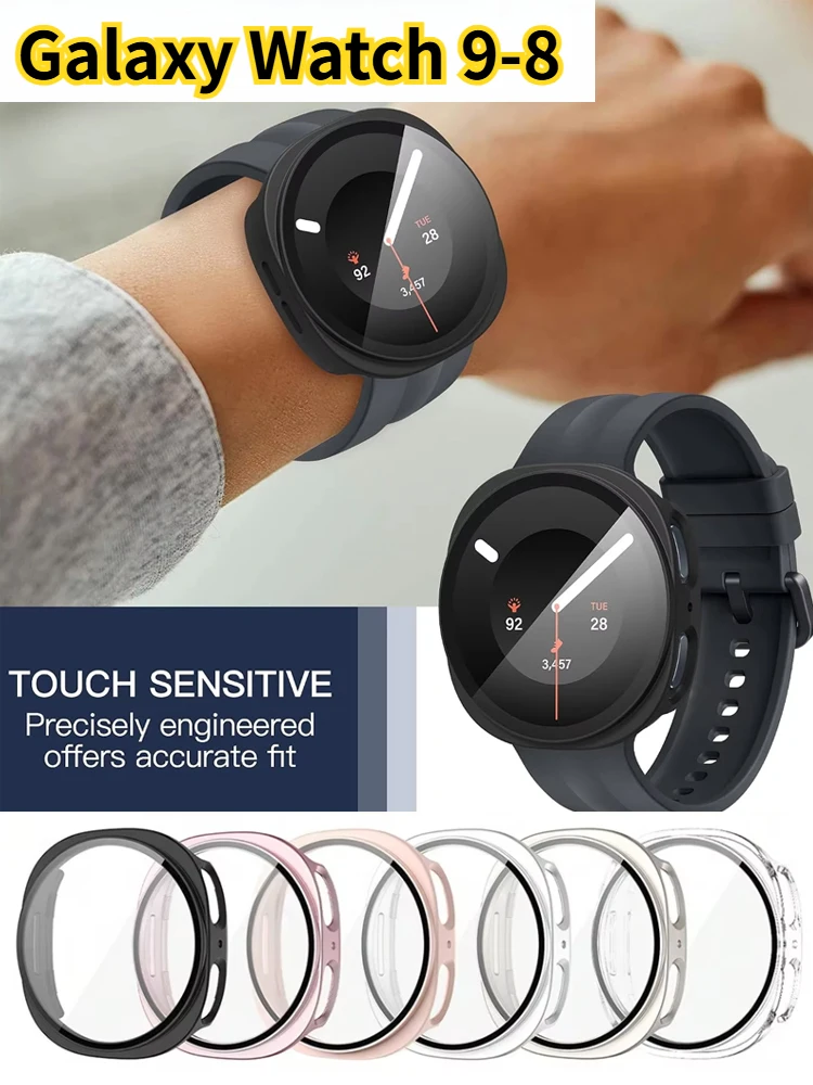 Glass+Watch Case For Samsung Galaxy Watch 9-8 40mm/44mm Accessories Scratch-Resistant Shockproof All-Around Protective Case