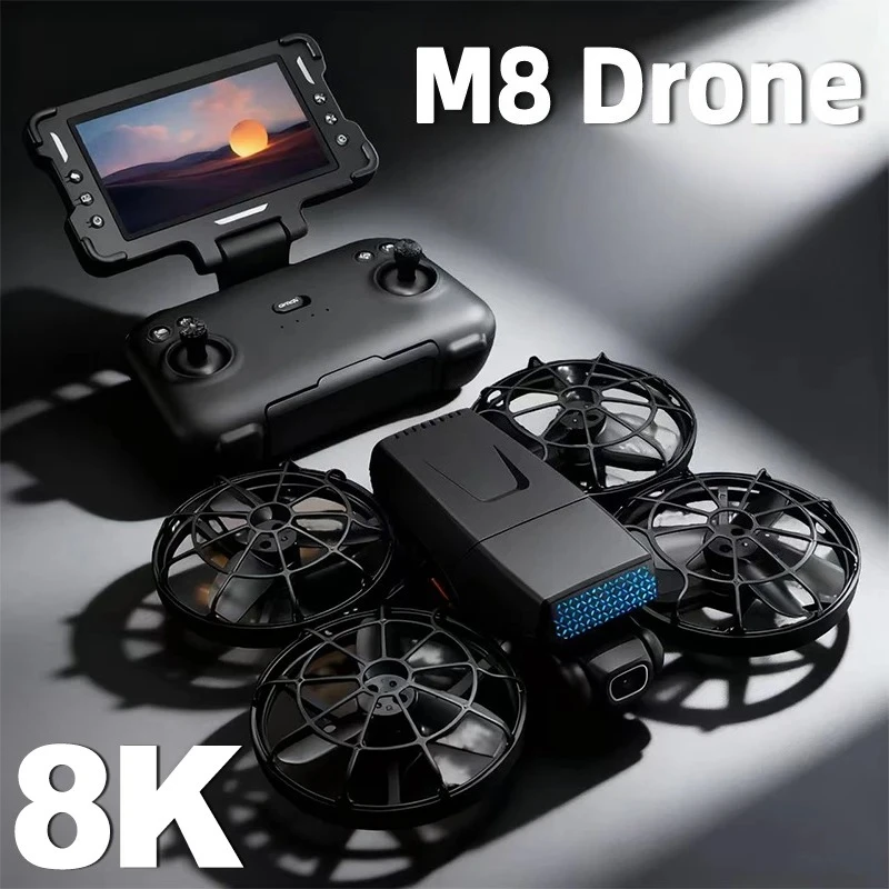 

Дрон M8 8K Профессиональный с Wi-Fi 5G, функцией обхода препятствий, бесщеточный, с оптическим позиционированием, складной радиоуправляемый квадрокоптер, игрушка для детей