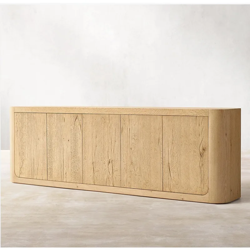 French country retro furniture, solid wood foyer entrance cabinet, simple modern oak wabi-sabi dining side cabinet