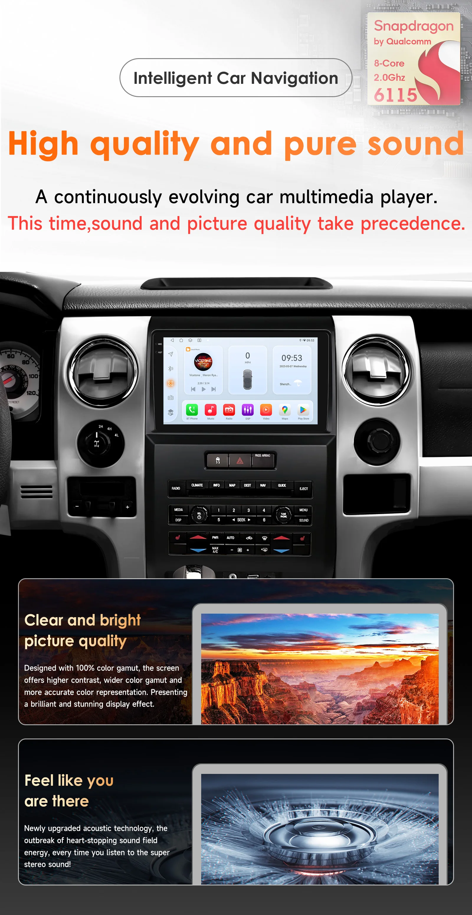 Car Intelligent Systems Carplay Android Car Radio for Ford F150 P415 Raptor 2008-2014 Multimedia Video Player 4G WIFI 6115 Audio