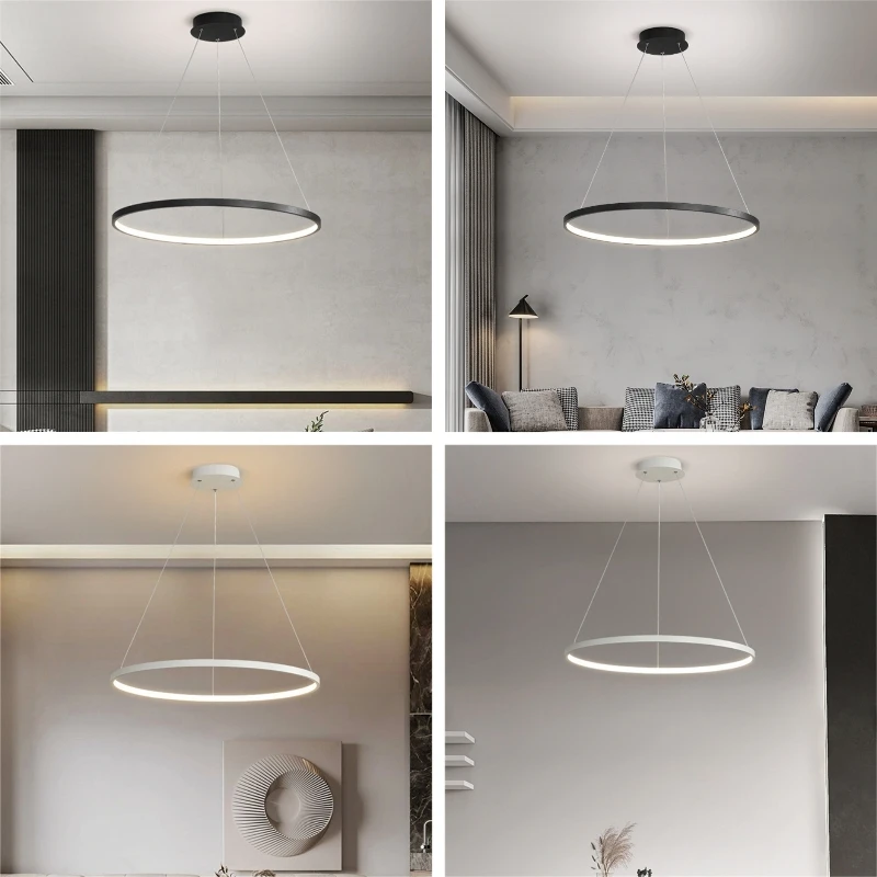 Lámpara colgante de techo LED Circular moderna para comedor, sala de estar, mesa de centro, cocina, decoración de dormitorio, accesorio de luz colgante modesto