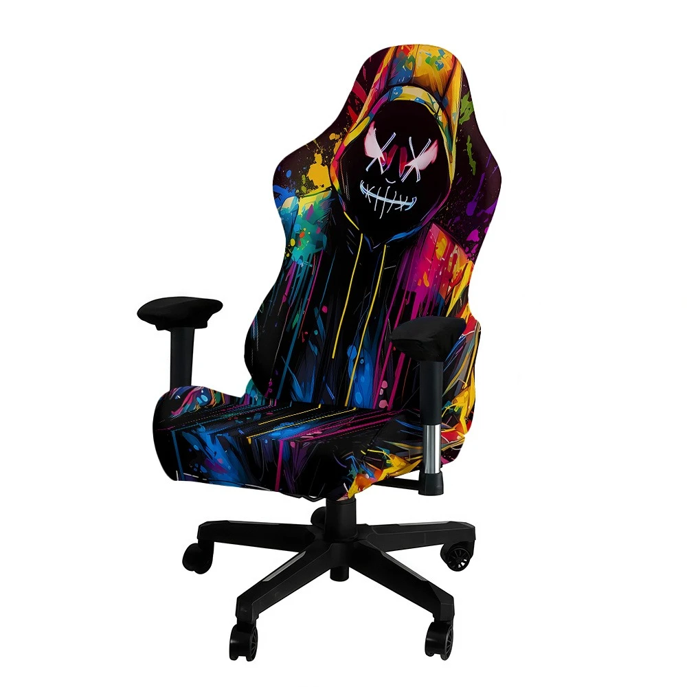 Skull Print Office Computer Game Chair Cover Slipcovers Stretchy Polyester Reclining Racing Gaming Chair Cover Office Decoration