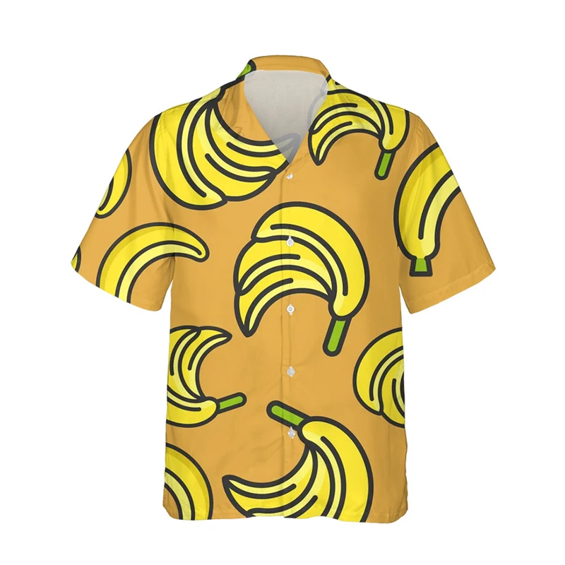 Hawaiian 3D Banana Shirts Men\'s Summer Top Breathable Fashion Clothing Beach Vacation Men\'s Short Sleeved Outdoor Casual Wear