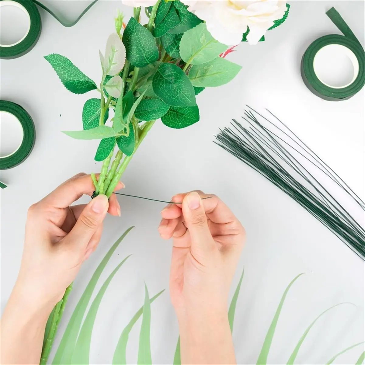 

Okay Floral Tape and Floral Wire Kit,Includes 4 Rolls of Flower Tape and 40 Flower Stems Wire for Bouquet Wrapping, Floral