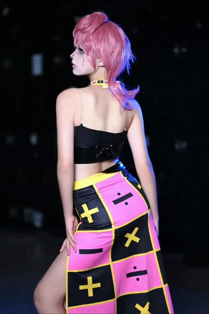 أزياء أنيمي تريش أونا التأثيرية شعر مستعار وردي جوجو غريب حجر المحيط مغامرة تريش سيكسيولينا ملابس داخلية فستان قلادة موحدة #2