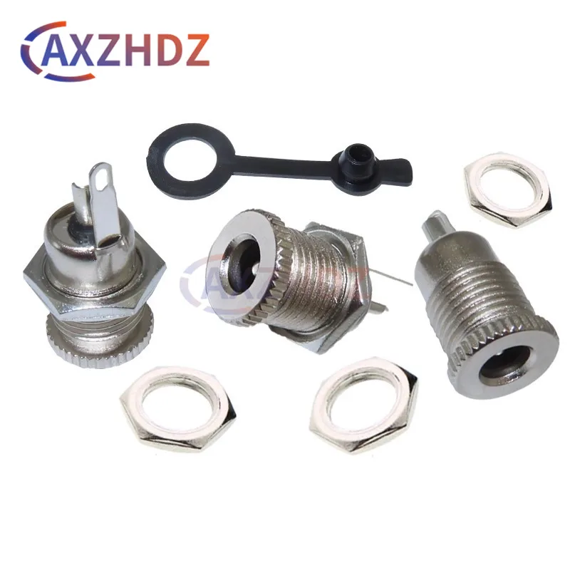 

5PCS 5.5 mm x 2.1mm DC099 DC Power Jack Socket Female Panel Mount Connector Metal DC-099 Open Hole 11MM 5.5*2.1 5.5*2.5