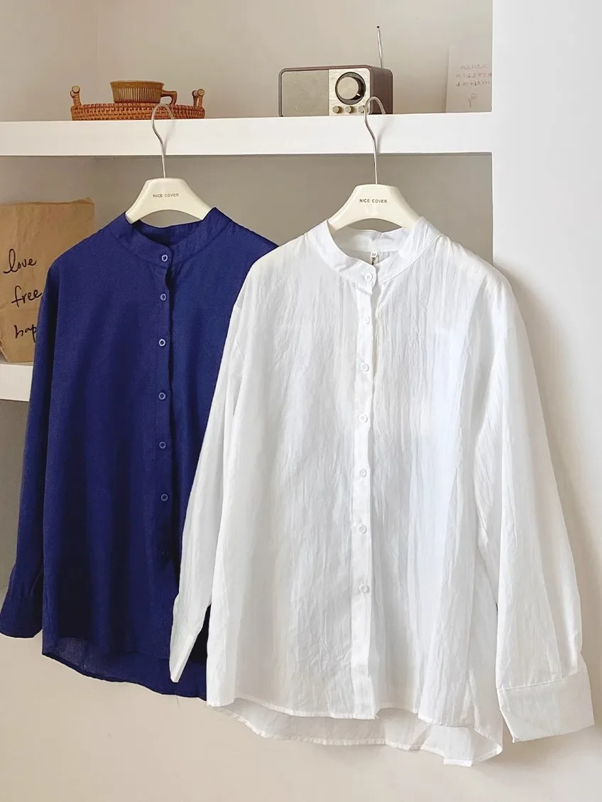 

Casual Cotton Linen Color irt Women's Loose round Ne Commute Versatile Top Trendy Base Layer irt Autumn Faion