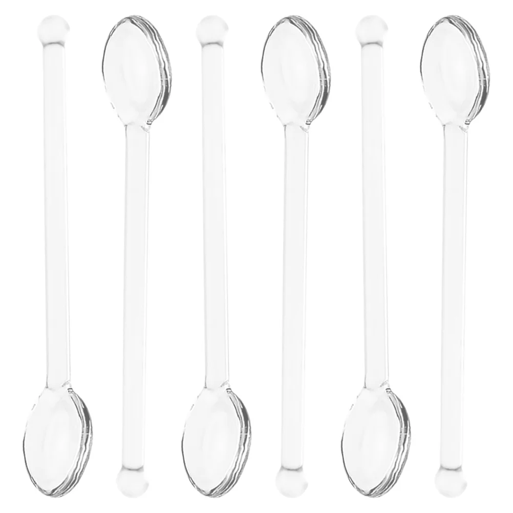6Pcs Transparent Glass Stirring Spoons Mini Coffee Espresso Tea Cocktail Dessert Crystal Mixing Spoons Party Glass Serving Spoon