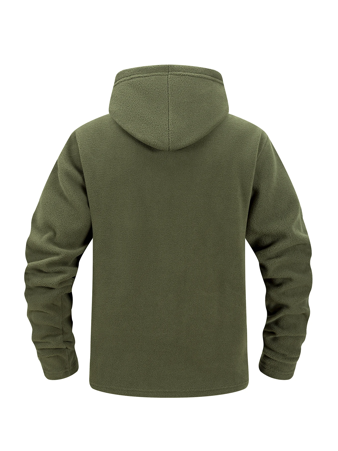 Tactical Fleece Hooded Jacket For Men Full Zip Outdoor Outer Coat Arm Patch Design Multi Zipper Pockets Casual Daily Wear