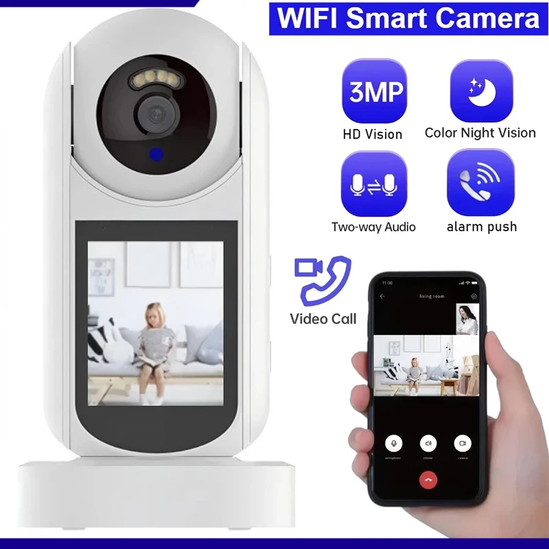 

WiFi Security IP Camera 1080P Smart Home Surveillance with Color Night Vision AI Motion Detection baby monitoring pet watching