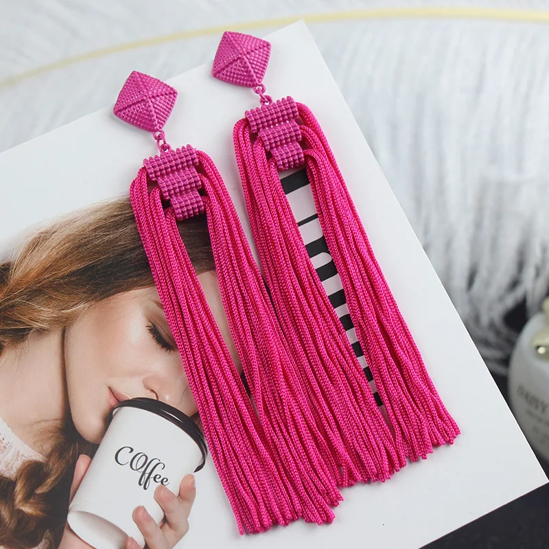 Long Tassel Earrings Fashion Jewelry 2023 Bohemia Statement Summer Dangle Aesthetic Earrings for Women Accessories Korean Style