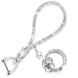 Fashion Rhinestone Wristlet Teacher Keychain for Car Key Keychain Bling Wrist Strap Crystal Key Chain Holder Key Ring Gift
