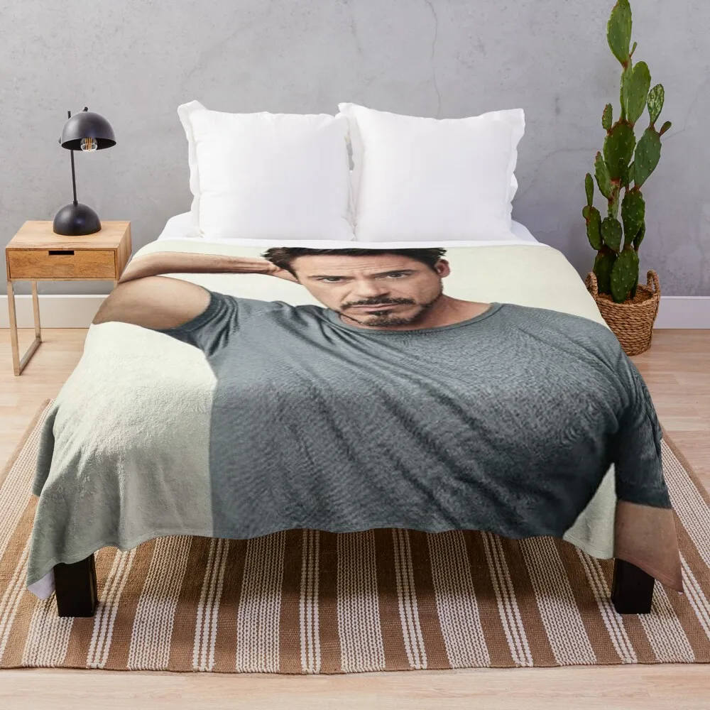 

robert downey jr Throw Blanket christmas gifts Soft Beds Sleeping Bag Beach Blankets