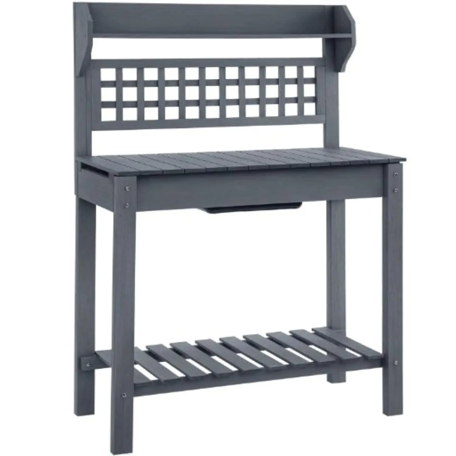 Wooden Garden Workstation Expandable Sliding Tabletop Storage Shelf Dry Sink Outdoor Potting Bench, Customized