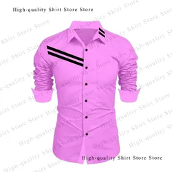 Formal pockets, simple men's shirts, casual and comfortable long sleeved collars, fashionable oversized men's clothing