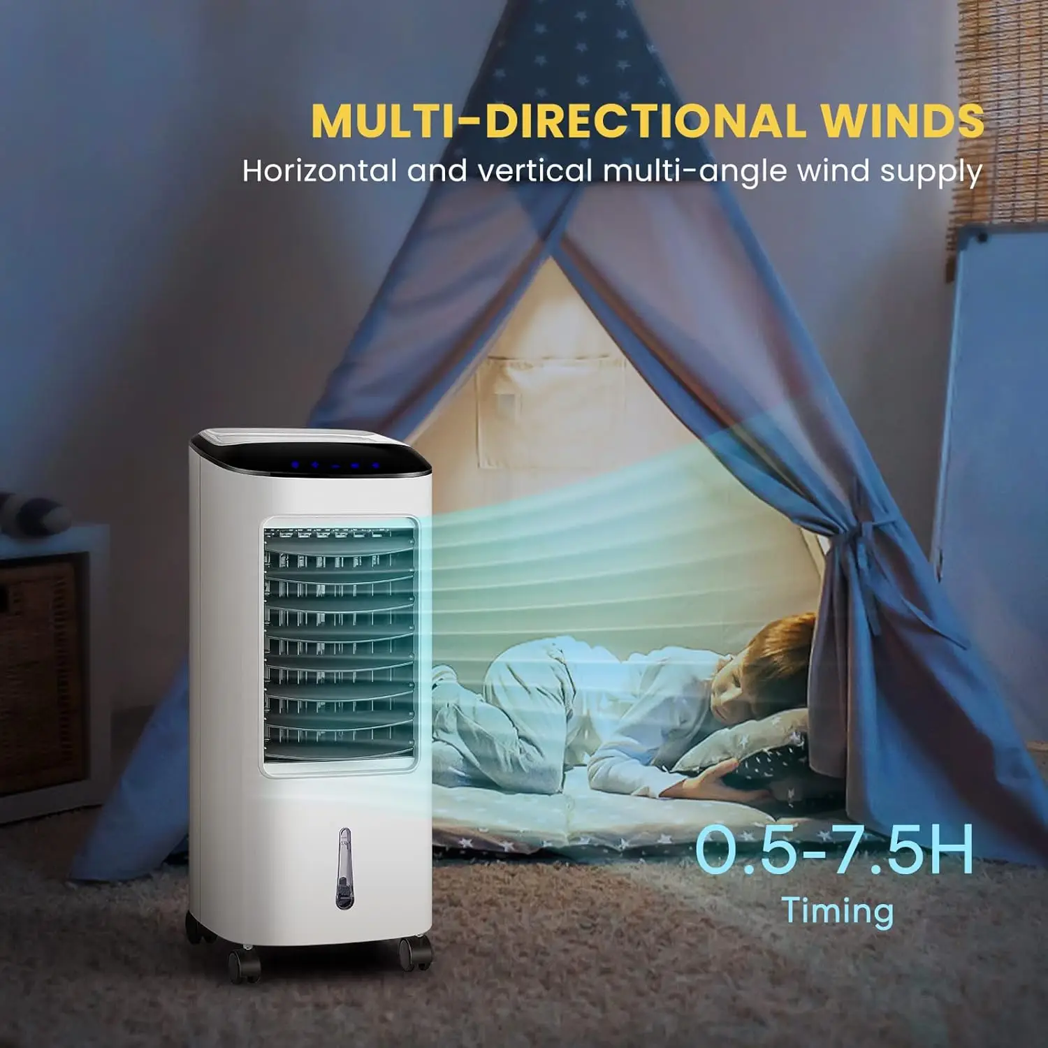 VIVOHOME-Refroidisseur d'air par évaporation portable, ventilateur, humidificateur, écran LED, télécommande, glacière pour intérieur, maison, 110V, 65W