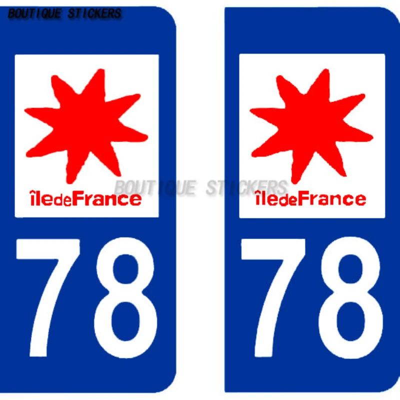 License plate sticker 75 Paris Black& F Europe 78 Val D'Oise Noir& F European license plate auto parts waterproof PVC sticker