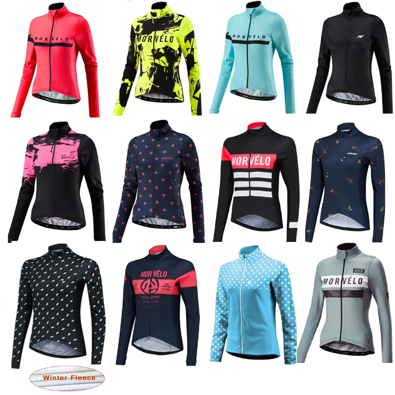 Morvelo-inverno ciclismo jersey para as mulheres, jaqueta de lã térmica, manga comprida, windproof, para mtb e bicicleta