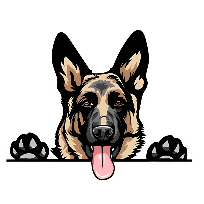 GS35#7.5*6 inches Peeking German Shepherd Sticker Car Decals, Weather-Resistant Vinyl Stickers for Windows, Bumper, Laptop