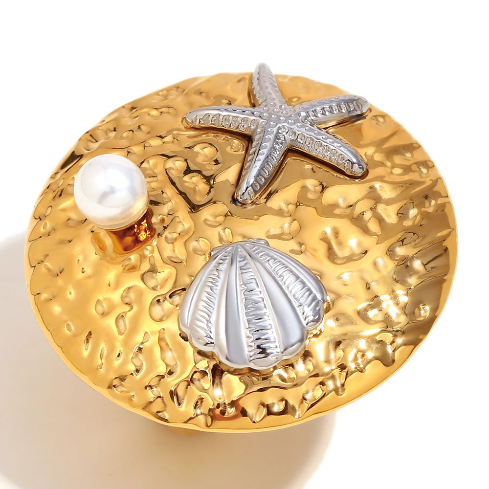 

Кольца из нержавеющей стали с покрытием из 18-каратного золота, эффектные ювелирные изделия с жемчугом, регулируемые водонепроницаемые повседневные кольца для женщин, подарок премиум-класса