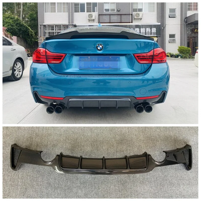 For BMW 4 Series 420i 430iF33 F34 F36 2015-2018 Real Carbon Fiber Rear Trunk Diffuser Bumper Lip Spoiler Cover