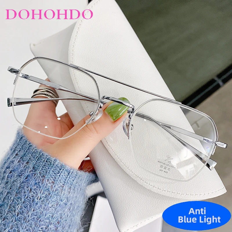

Retro Small Square Pilot Anti Blue Light Computer Glasses Women Men Vintage Brand Designer Classic Metal Frame Eyeglasses Unisex
