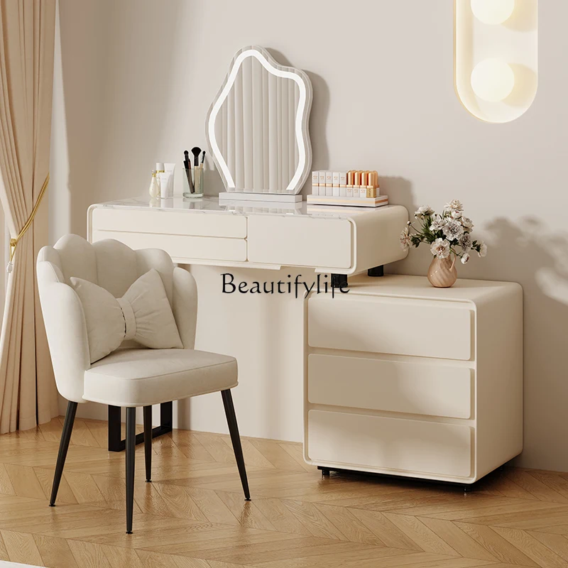 

Solid wood light luxury high-end style home bedroom corner makeup table with cabinet integrated