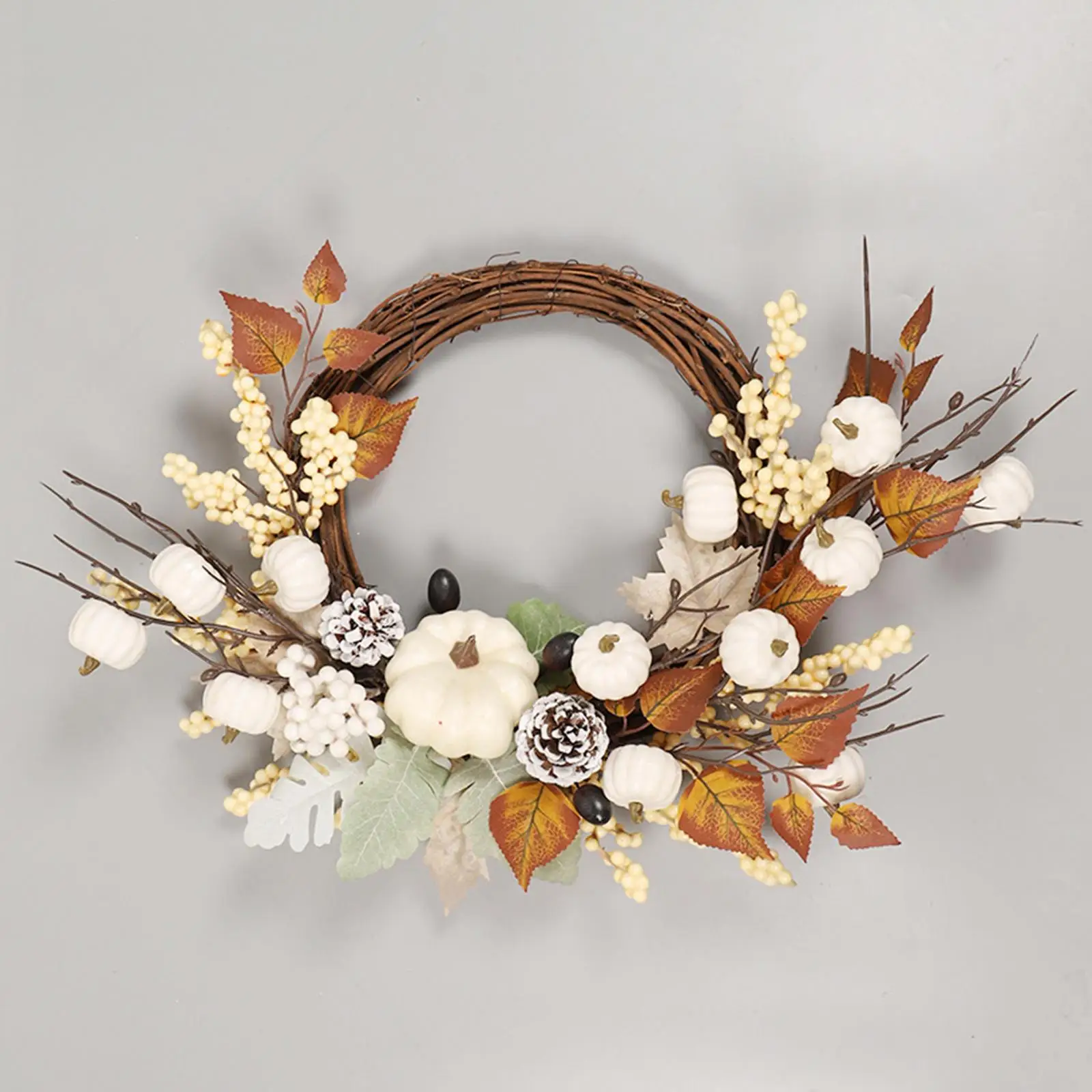 

Fall Wreath for Front Door Garden Indoor Outdoor Artificial Pumpkin Wreath