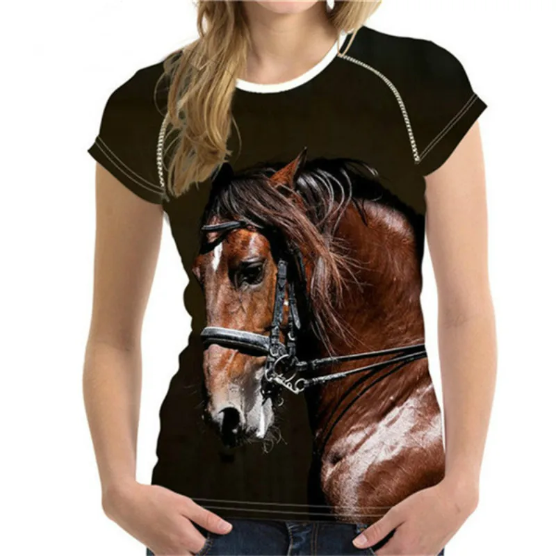 3D Printing Animal Horse Graphic T-Shirt For Women New In Casual Short Sleeves T Shirts Tops Girls Oversized Tees Top Streetwear