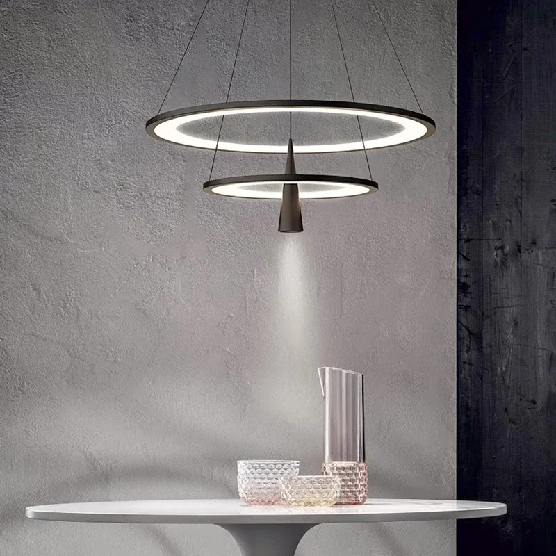 Modern Round Ring Led Ceiling Chandelier Acrylic for Living Dining Table Conference Room Lamp Home Decor Hanging Light Fixture