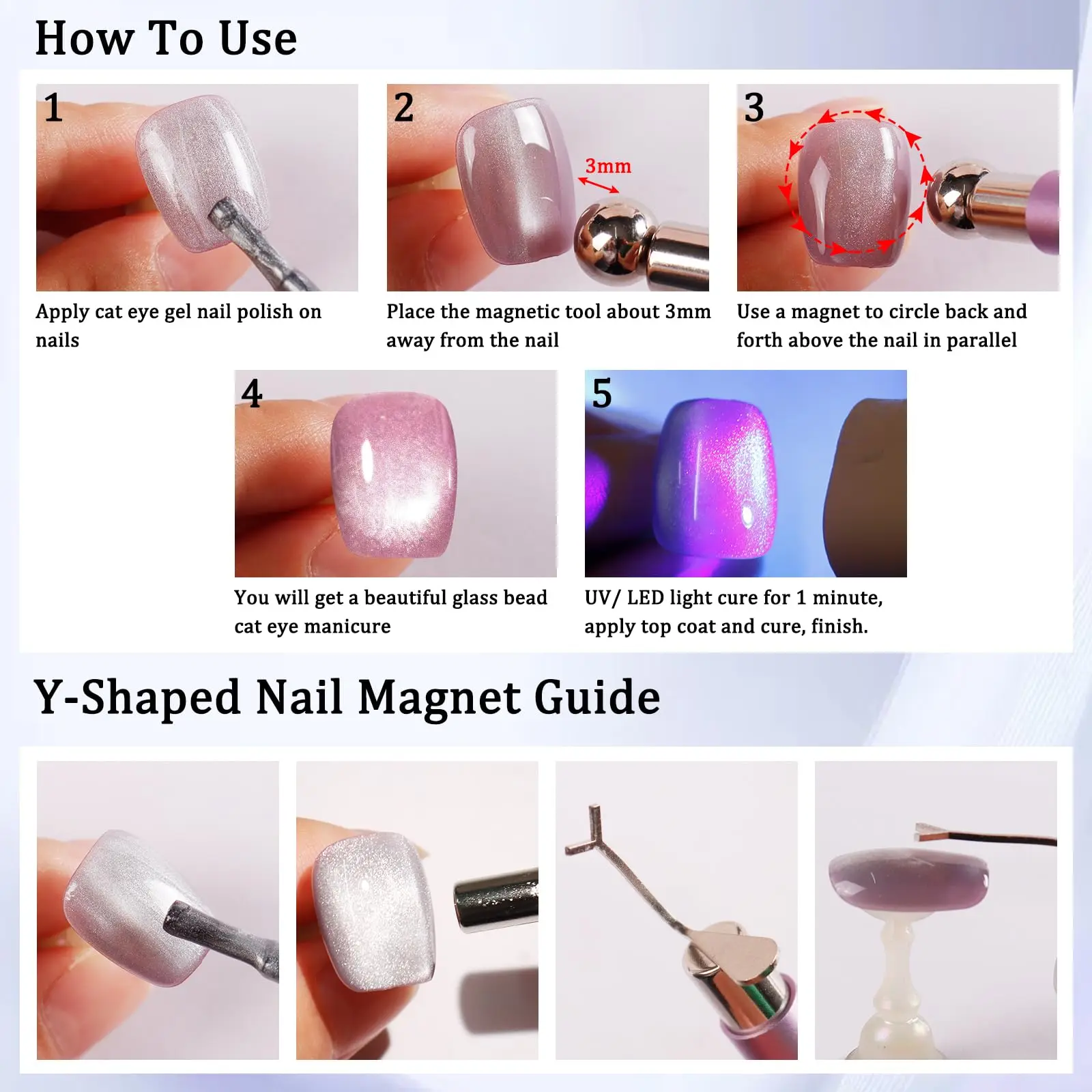4 stücke Doppel-Kopf Nägel Cat Eye Starke Magnet Kit Kaninchen Blume Nail art Magnetische Stift für Gel polnischen Maniküre DIY Salon Werkzeuge
