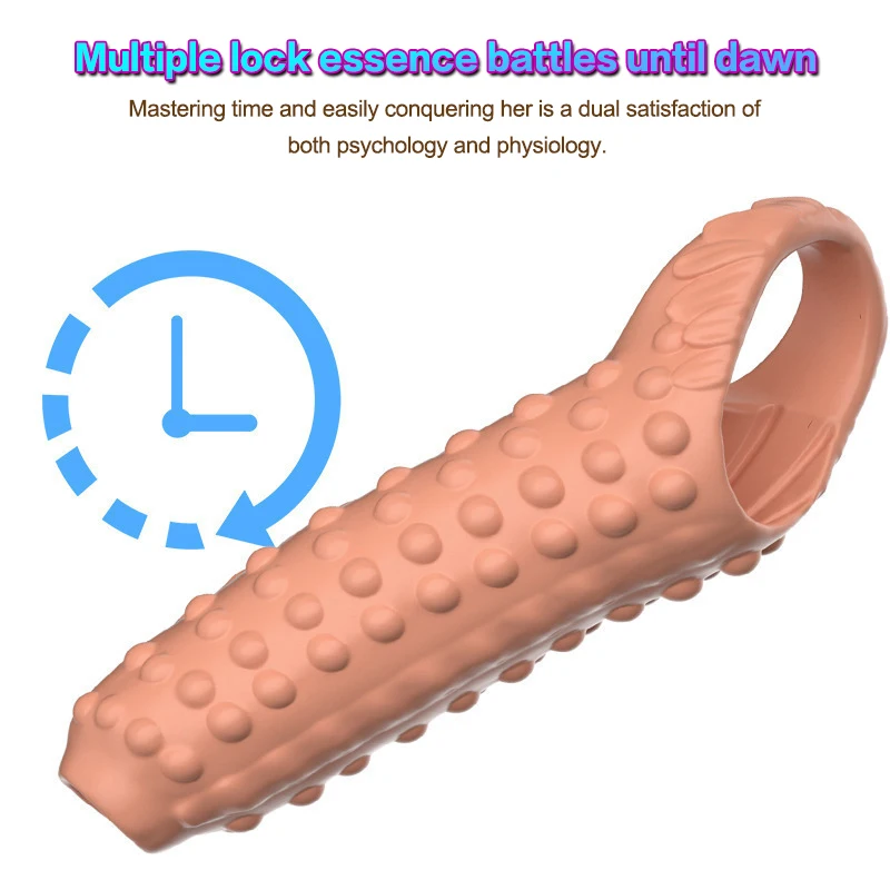 【HB】TPE Penis Extender Condom Reusable Dildo Sleeve Glans Delay Ejaculation Cockring Adult Sex Toys For Men Couples No Vibrator view 5