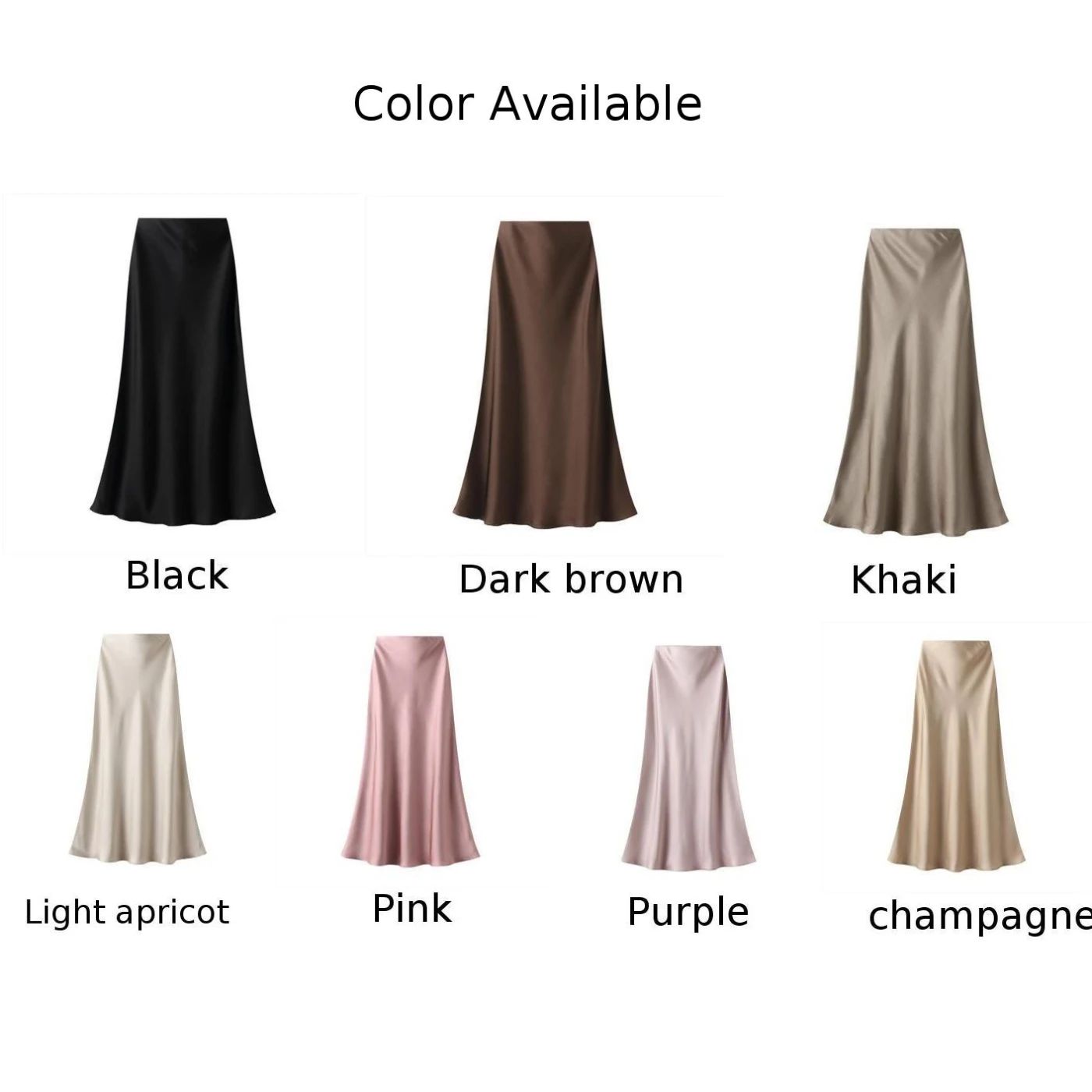 Brand New Women\'s Skirt Office Daily Skirt Solid Color Skirt Slight Stretch Solid Color Long Skirt Mermaid Satin