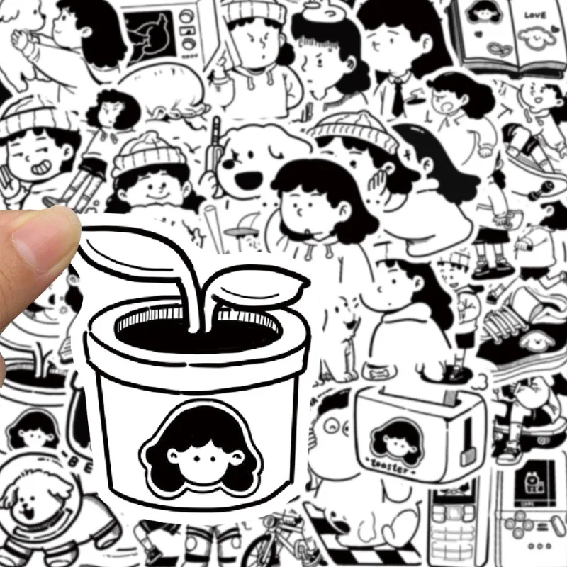 50pcs 만화 성격 소녀와 그녀의 강아지 크리 에이 티브 낙서 장식 스티커