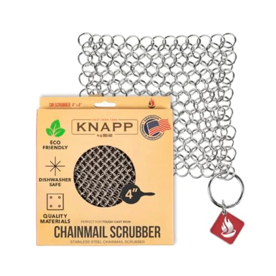 

Original 4" Chainmail Scrubber - Cleaner for Cast Iron, Stainl Steel, Hard Anodized Cookware and Other Pots and Pans