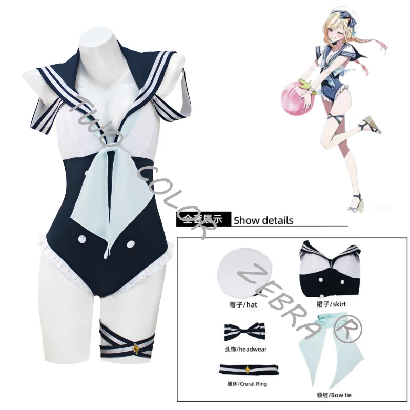 Anime My Dress-Up Kitagawa Marin Cosplay Sailor Swimsuit Costume Sailor Hat Light Blue Necktie Sexy Set for Beach Party Roleplay view 2
