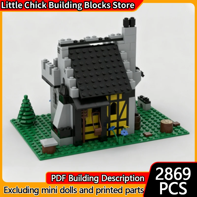 Medieval Castle Model MOC Building Bricks Farm Residence House Modular Technology Children Holiday Gifts Assemble Toys Suit