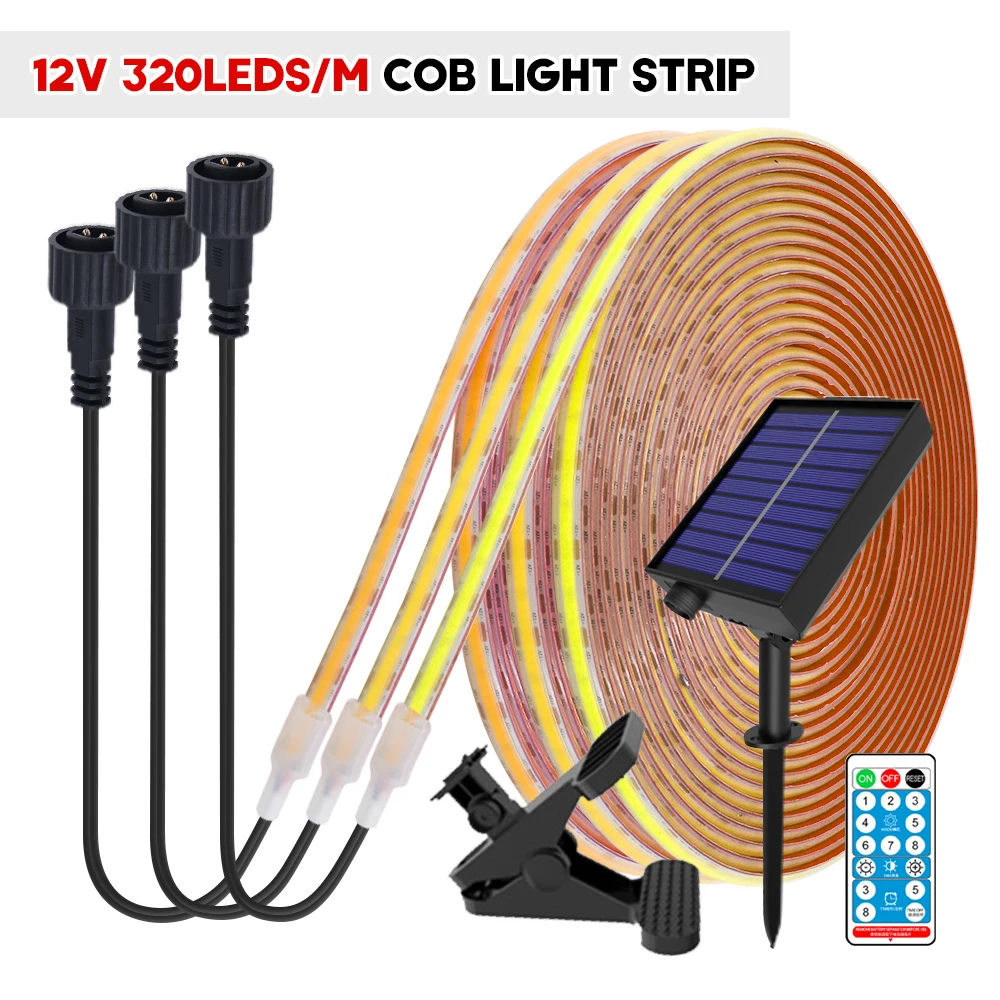 

12V COB LED Strip Lights IP68 Waterproof Garland Solar Outdoor LED Lights 320LEDs/m Flexible COB LED Tape Underwater Lamp