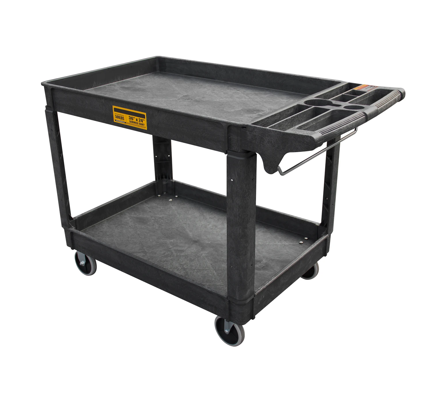 

24*36 Inch Heavy Duty Service Polypropylene Utility Tool Cart 2-Shelf 500lbs Service Shop Organizer Rolling
