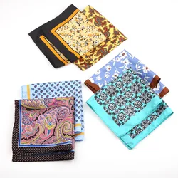 28CM Vintage Floral Handkerchief Men Suit Formal Pocket Square Silk Paisley Hanky Ladies Travel Wristband Bag Accessories Scarf
