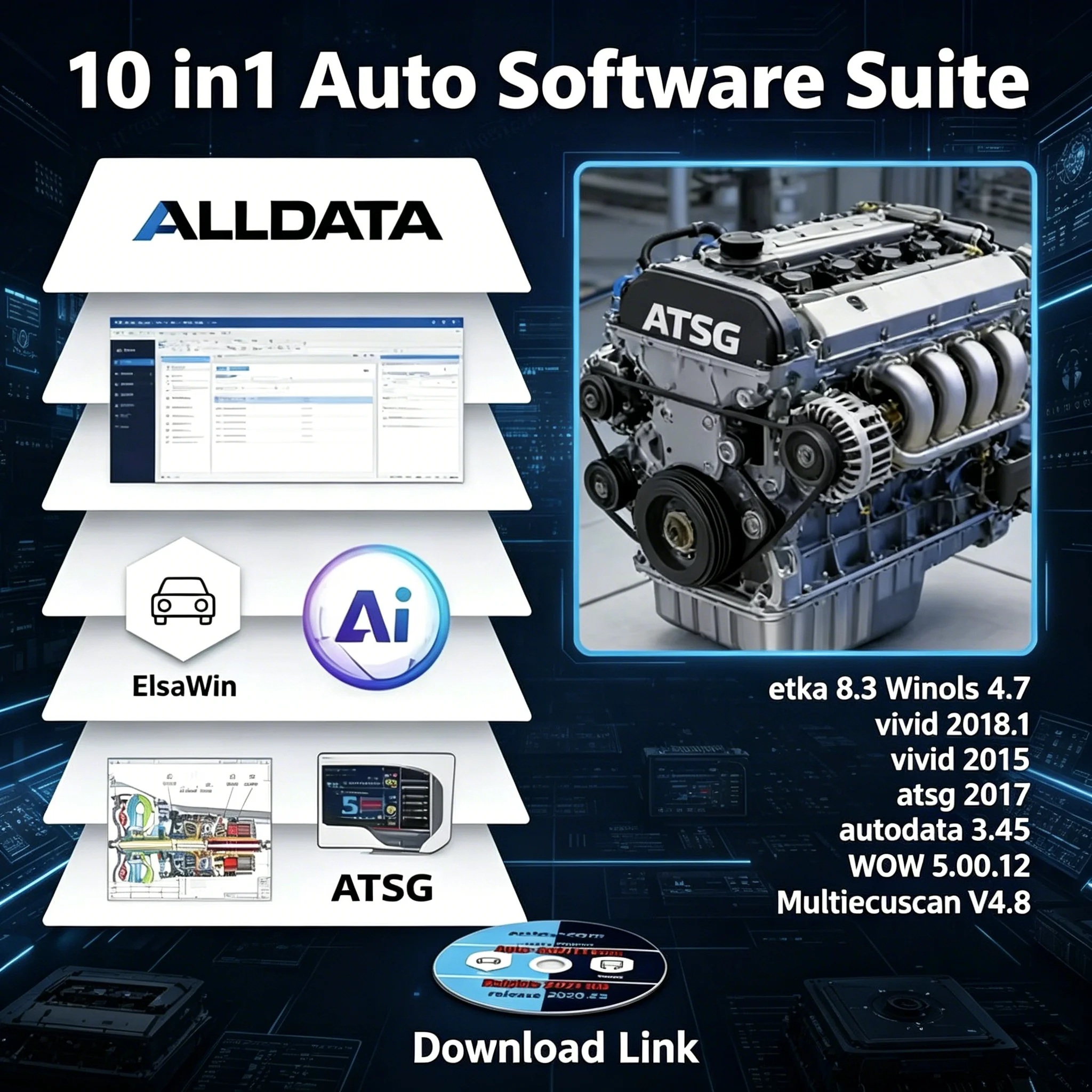 

2026 Alldata 10.53 Software Autodata 3.45 Multiecuscan V4.8 Delphis 2017 R3 ATSG Vivid 2018 ElsaWin 6.0 WOW 5.00.12 etka 8.3
