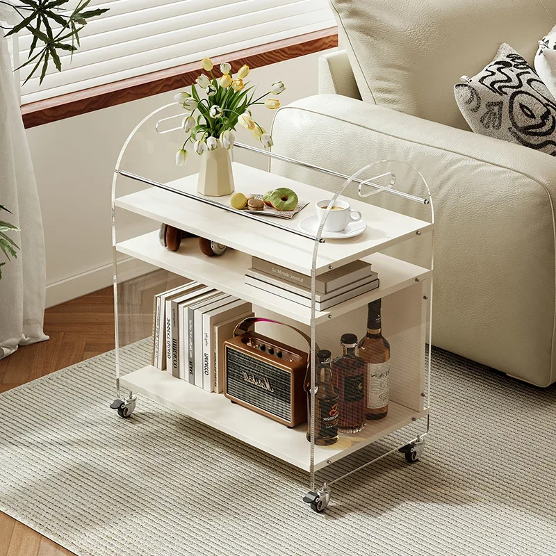 Sofa Edge Movable Living Room Small Coffee Table Creative Small Cart Luxury Bedside Side Cabinet Service 미니협탁 간이 테이블 짱구테이블